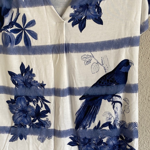 Desigual Blue and White Striped V-Neck Top - Picture 8 of 11